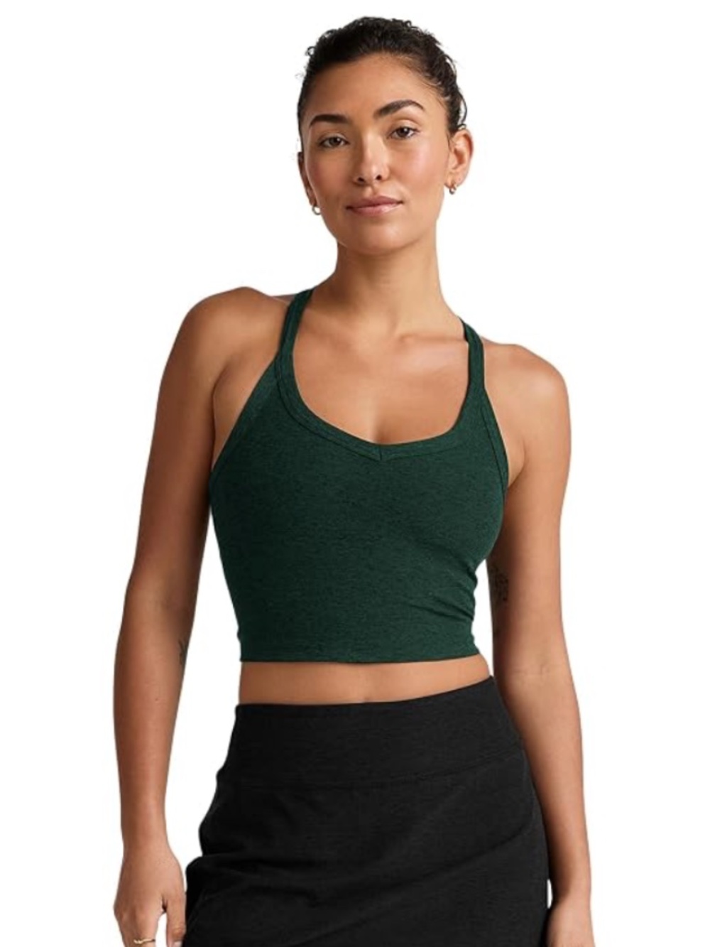 beyond yoga on the up cropped tank dark spruce green heather XL nwt brand new